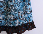 Blue & Brown Flower Pillowcase Dress - made to order  24 months 2t 3t 4t 5t