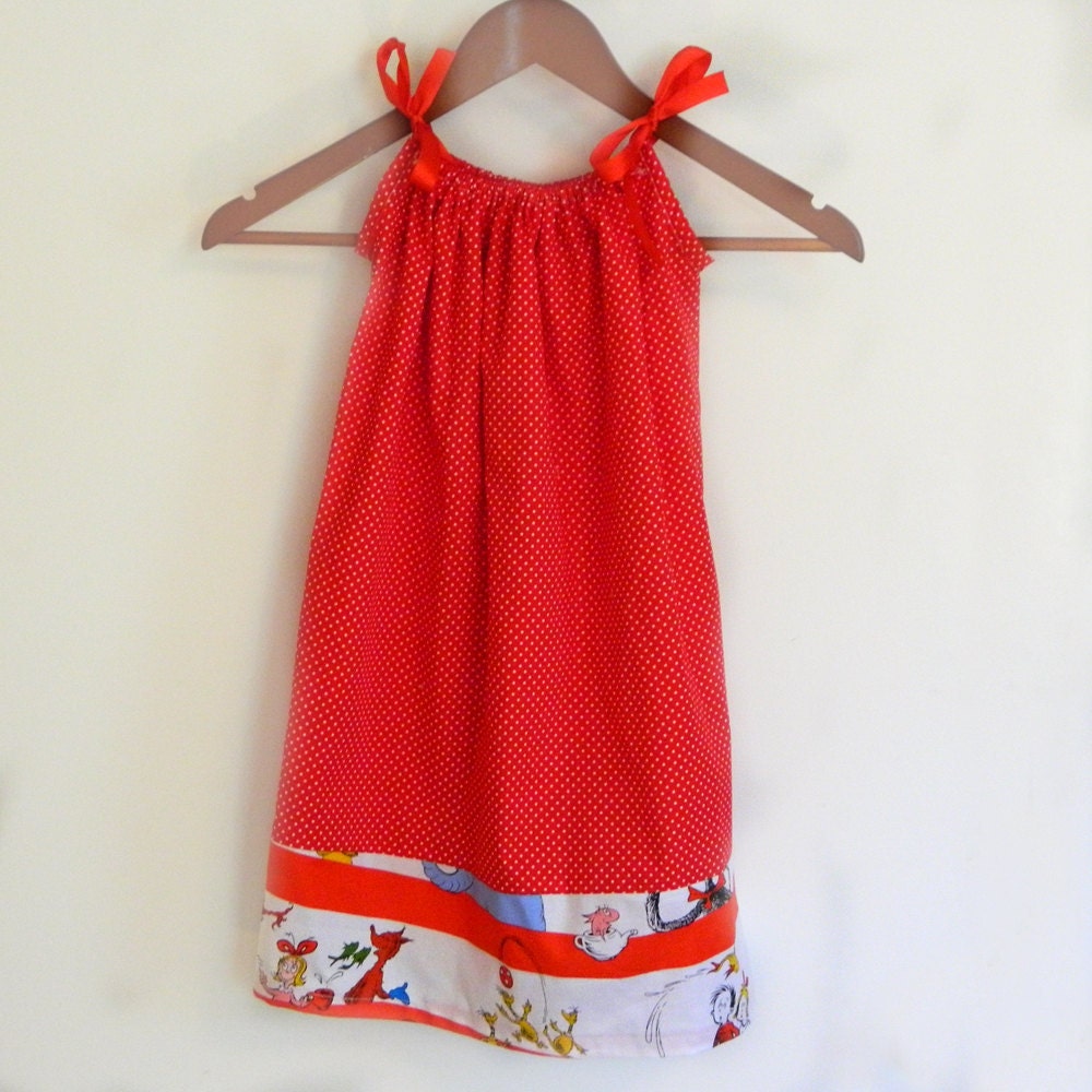 Pillowcase Dress - Red Dot Dr. Seuss- made to order 12 - 24 months - 5