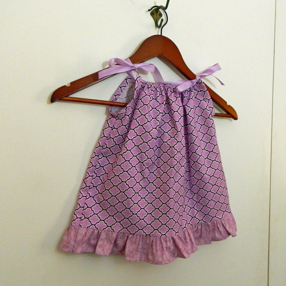 Pillowcase Dress - Purple Geometric - made to order newborn, 3 6 9 12 months