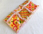 Girl Rag Quilt - Colorful Flowers & Stripes- Security Blanket