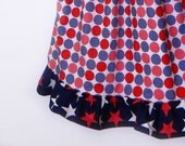 Toddler Dress -Red, Blue, & White Dots - made to order  24 months 2t 3t 4t 5t
