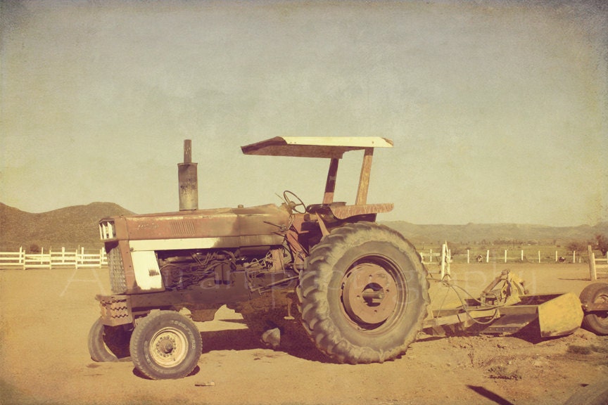 Vintage tractor photography - Shabby rustic - Fine art harvest photograph - 8x12 "Antique tractor" - AlezuArt