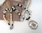 Druzy Agate with Labradorite necklace 271