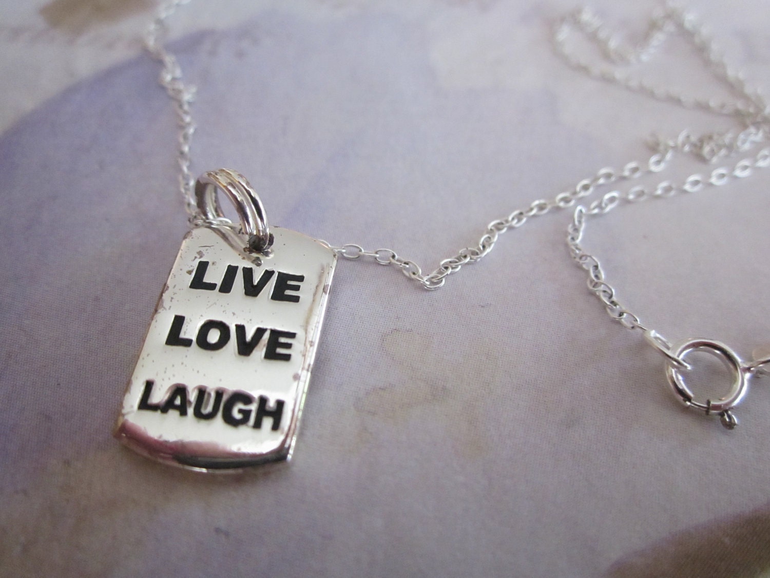 Sterling Pendant Necklace, Live, Love, Laugh