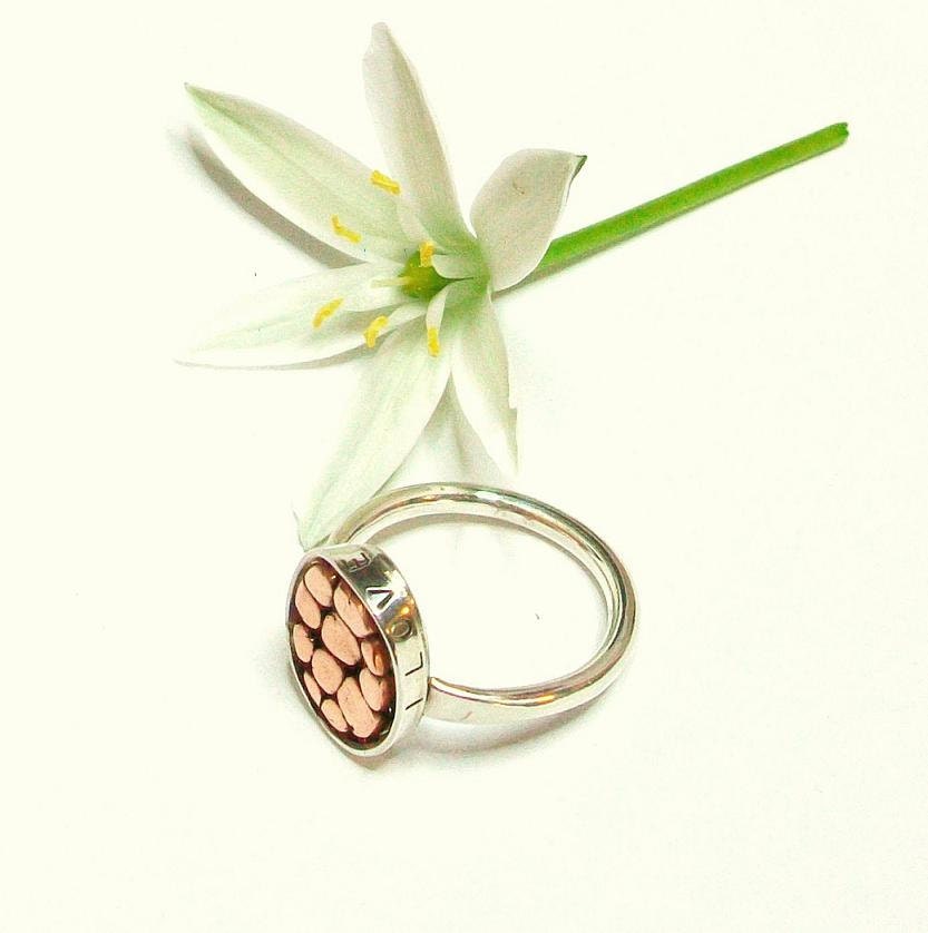 Pebble Ring Copper Cobble Stone Sterling Love Promise