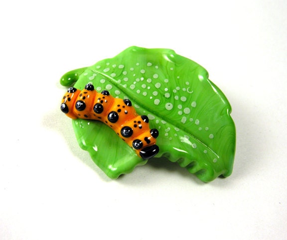 MZ Glass Hungry Caterpillar on a Leaf - mzglass