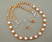 Orange Crystal Necklace Set Wedding Formal Jewelry