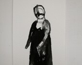dreamer figure - original gouache portrait painting