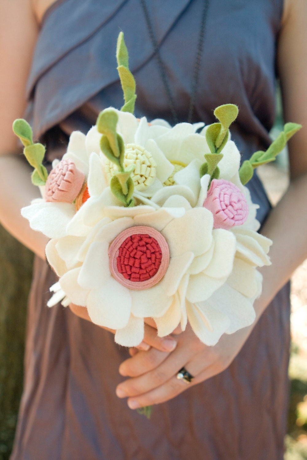 The Heather Wedding Bouquet - Felt Flower - Custom - Made to order - Alternative Wedding Flowers -