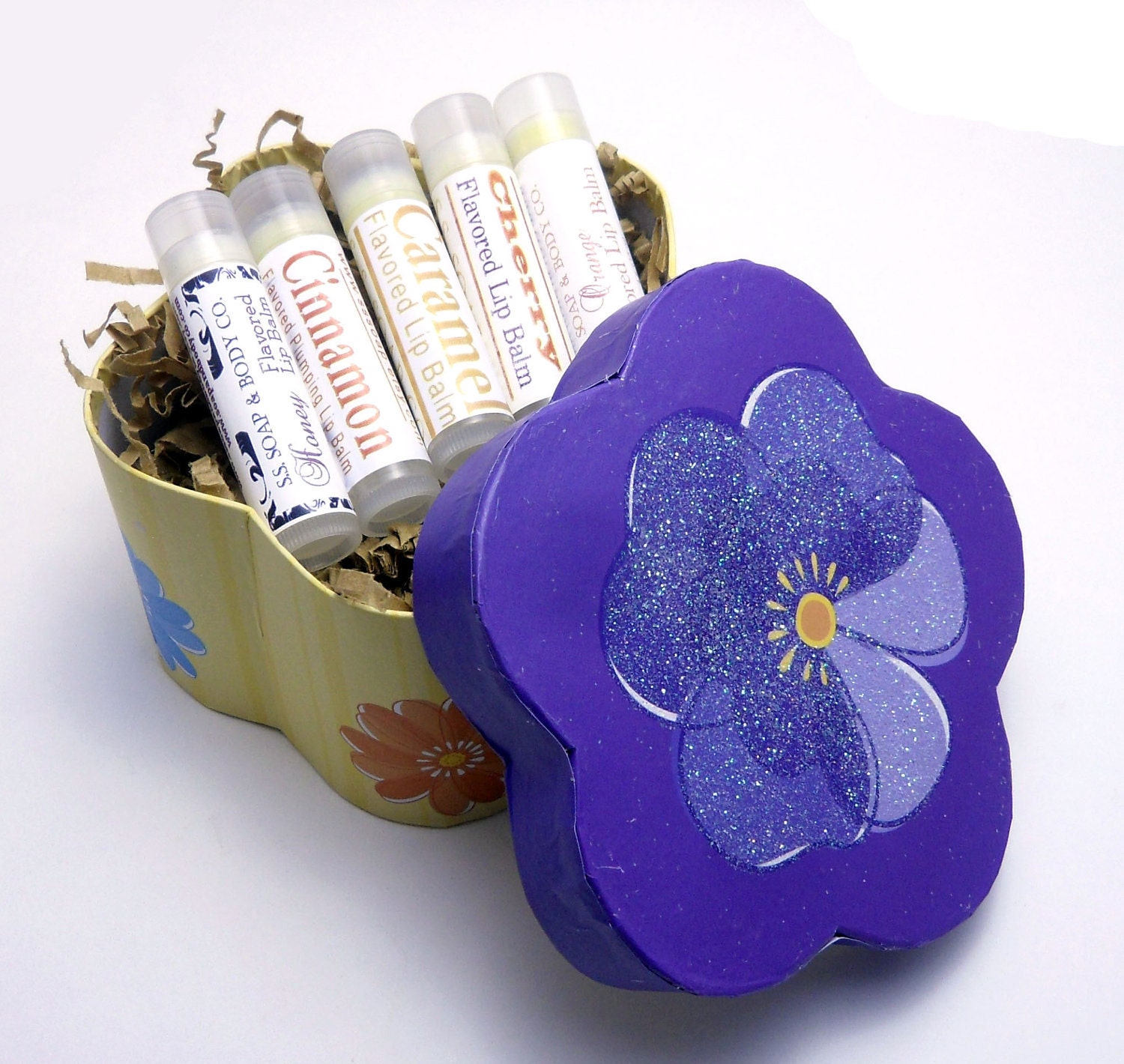 Lip Balm Gift Box - 5 Natural Flavored Lip Balms - Custom