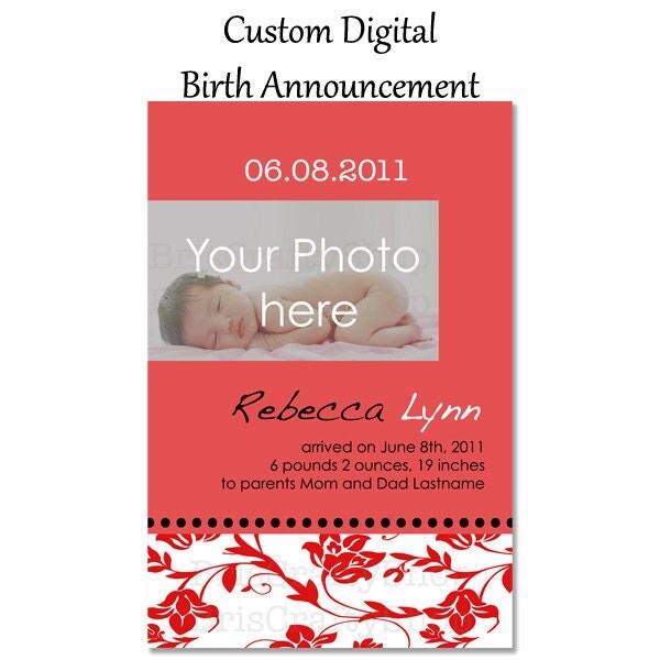 Custom Birth Announcement Digital for Baby