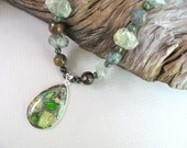 Sea Sediment pendant necklace with Prehnite 273