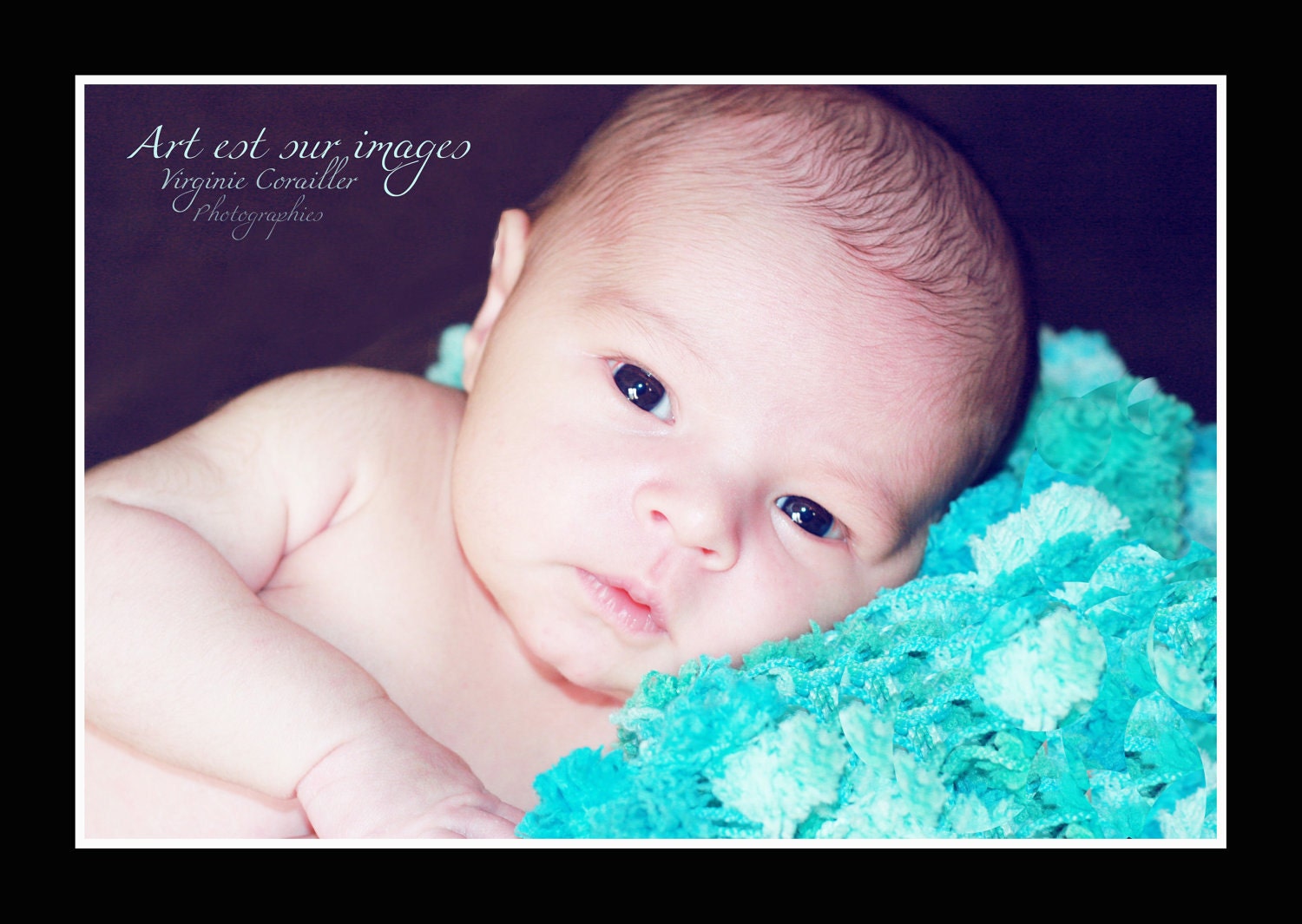 Newborn Baby Photography Prop Pom Pom Baby Blanket Boy or Girl  BLUE GREEN