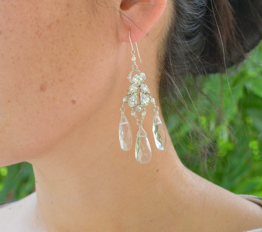 Vintage crystal chandelier earrings