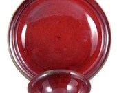 Large Red Stoneware Platter and Bowl Set - Chip and Dip - Wheel Thrown Ceramic Clay Pottery