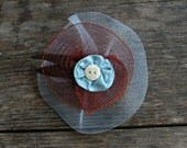 Abstract Poppy Flower-Crinoline Wedding Fascinator-Custom in Creme/Blue/Rust/Brown