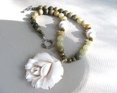 Carved Ivory with Afgan Jade necklace 277