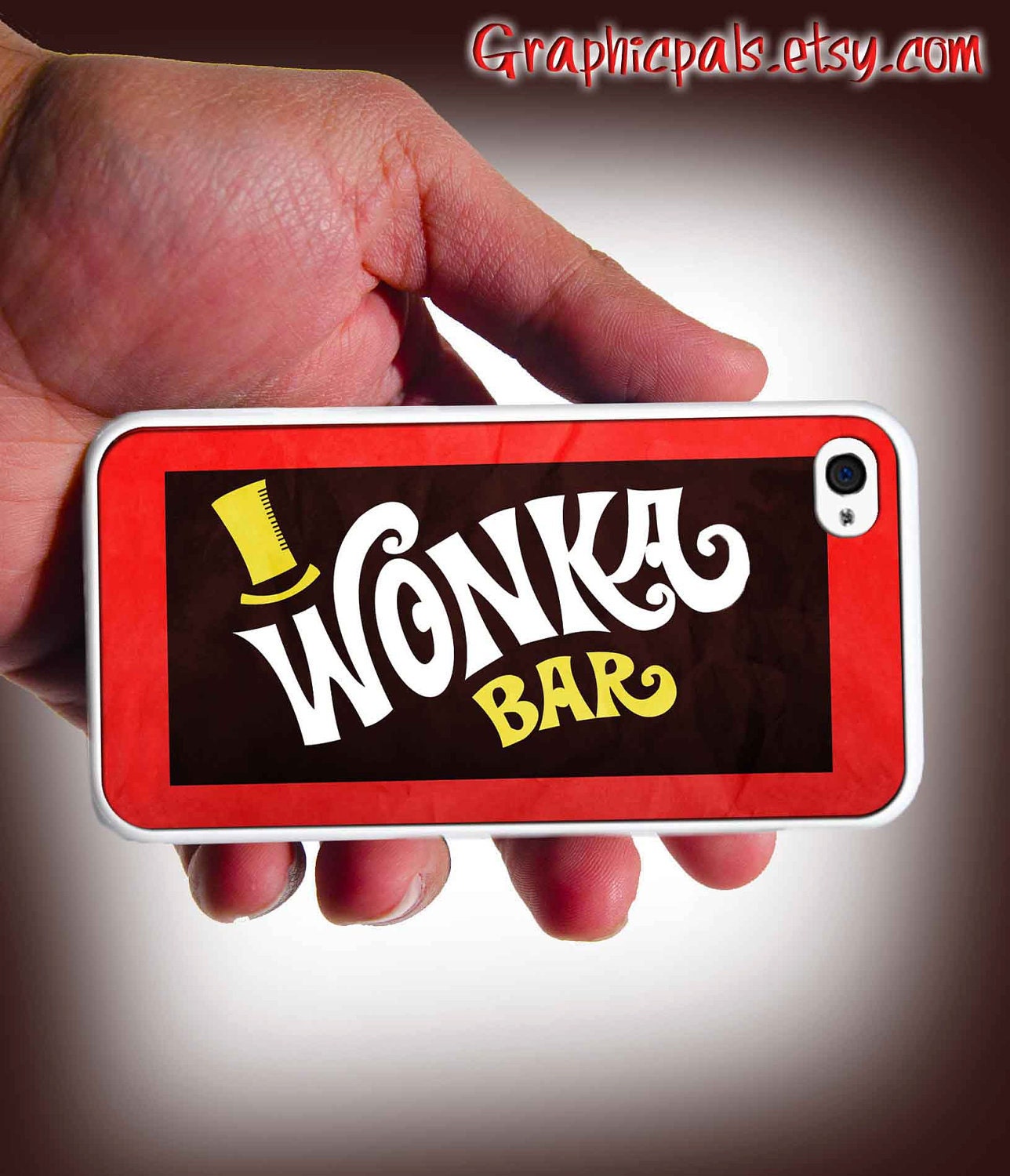 iPhone 4 Case, Willy Wonka Bar Design iPhone 4 Case or iPhone 4s Case Cover (Black / white Color Case)Silicone Rubber case