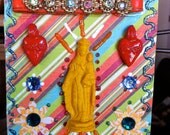 Virgin Mary and Baby Jesus mixed media shrine