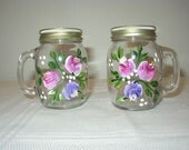 Hand Painted Salt and Pepper Shakers with Roses Limited Edition