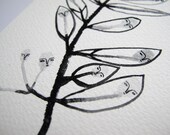 curious sprig - original gouache painting sketch