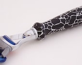 Black with White Web Tru-Stone Fusion Razor Shaving Handle (Handmade in USA) - PCwoodcraftandPens