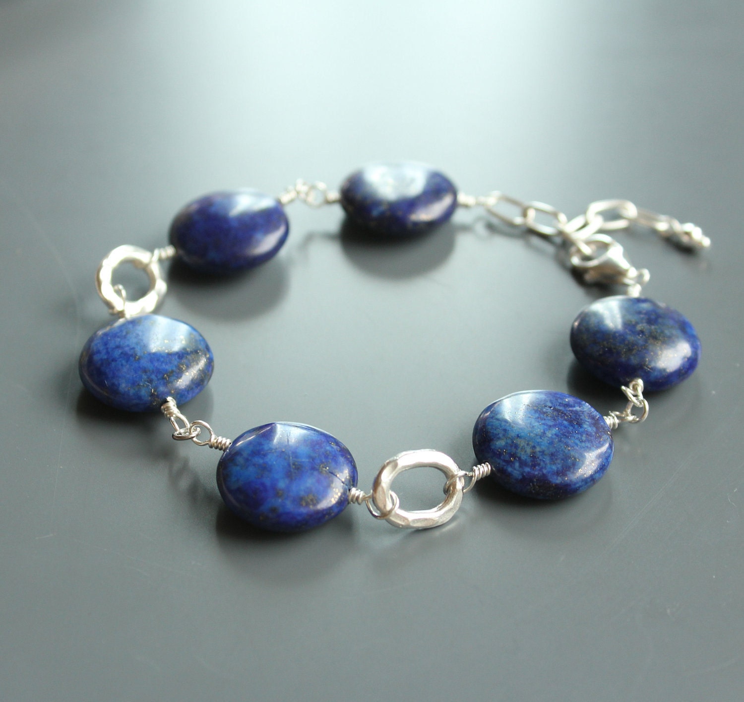 Gemstone Bracelet - Lapis Lazuli, Sterling Silver,  Handmade Jewelry,  Wire Wrapped, Blue Bracelet, Gemstone Jewelry