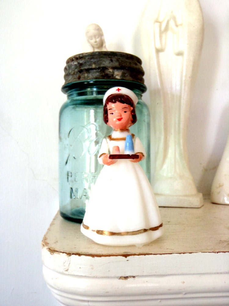 1960s Nurse Doll Vintage Cake Topper Red Cross Nurse - TheOrangeCollective
