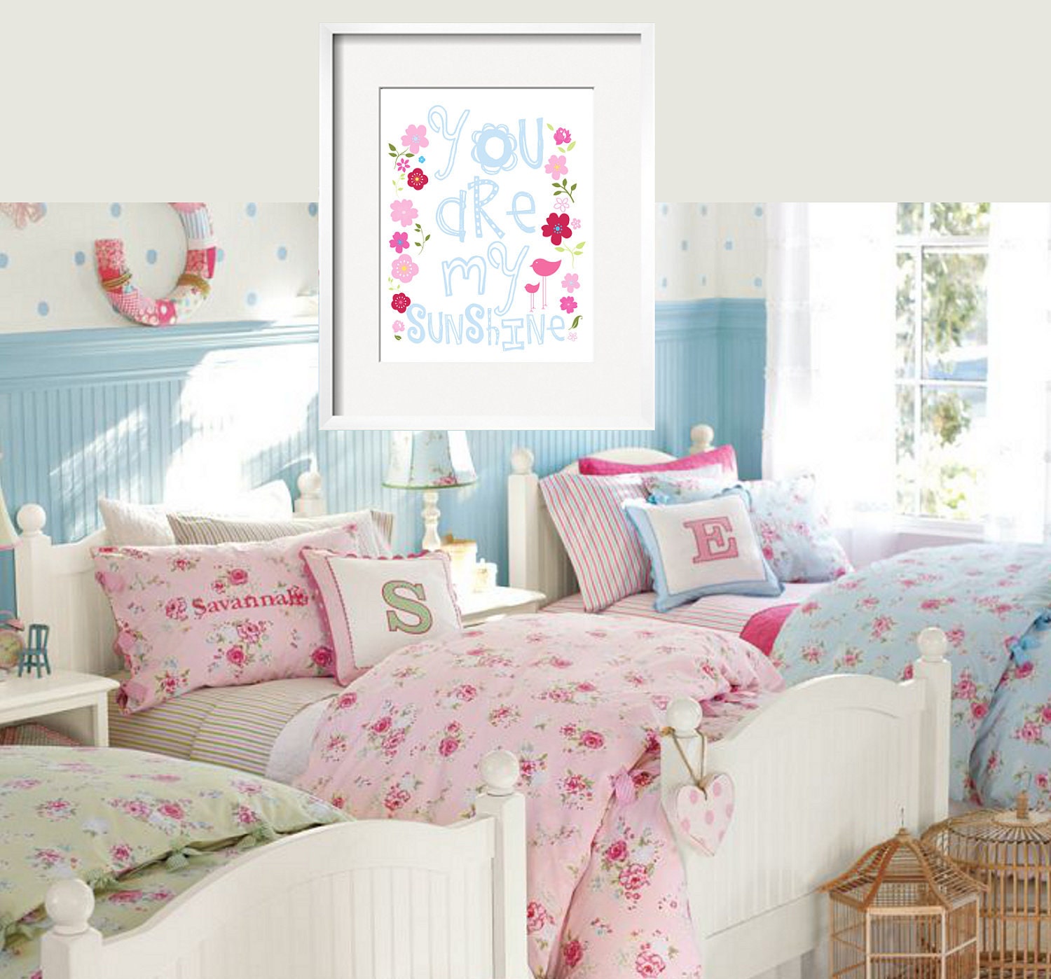 You Are My Sunshine 11x14 Print Whimsical Art Set For Savannah Pottery Barn Bedding by YassisPlace