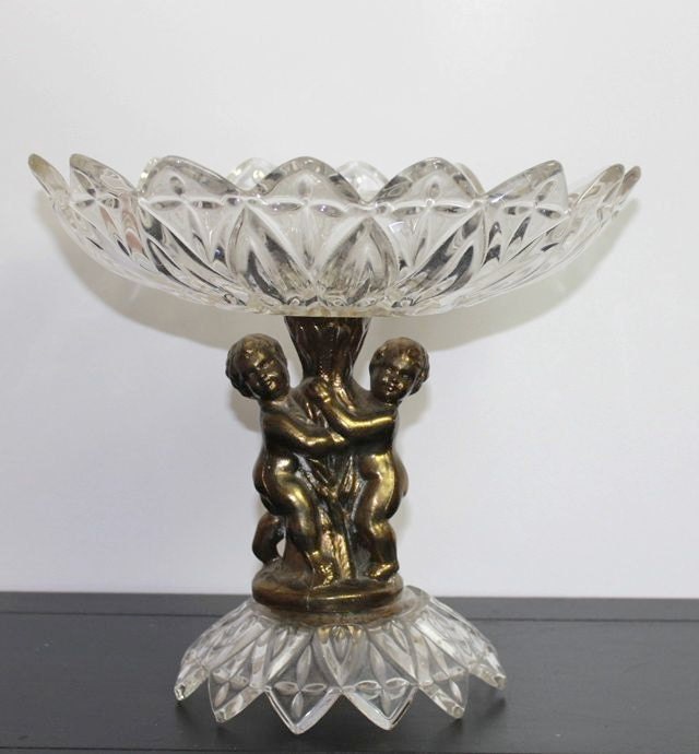 Vintage Cherub and Crystal/Glass Pedestal Dish
