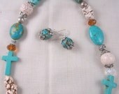 Turquoise Cross Necklace Mosaic Magnesite