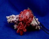 Burgundy Cuttlefish Necklace - Handmade Polymer Clay Jewelry