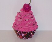 Fake Cupcakes Summer Photo Props, Hot Pink Frosting, Cherry on Top, Cute Cupcake Kitchen Decor, Shoppe Display