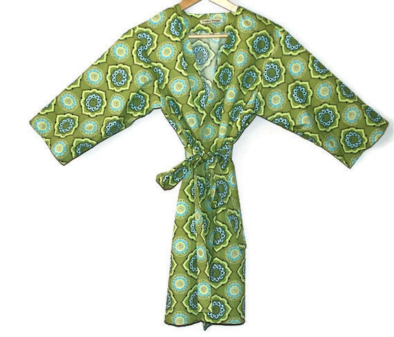 Womens Cotton Robe. Dressing Gown.  Bathrobe.  Cashmere Cameo.  Mid Calf Length.