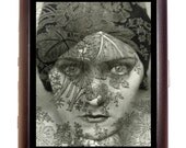 Flapper Art Deco Art Nouveau Woman With Veil Cigarette or Business Card Case or Metal ID wallet