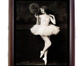 Flapper Art Deco Art Nouveau Follies Ballerina with Ball Cigarette or Business Card Case or Metal ID wallet