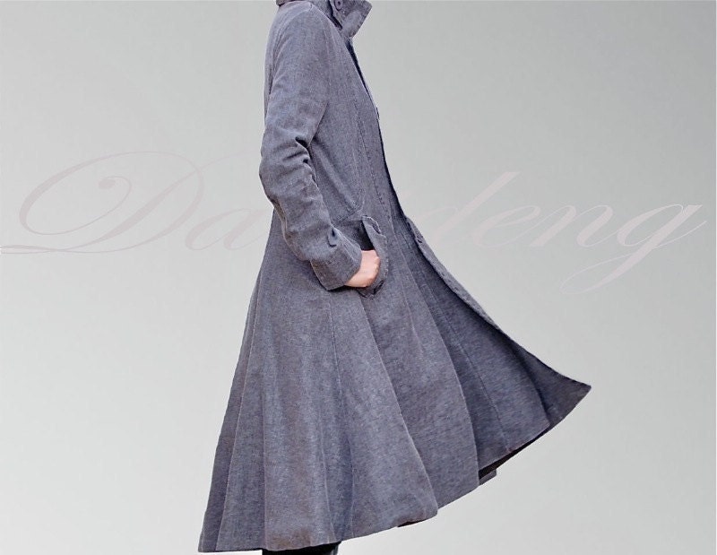 Prom 30% Off/Coat/ Long Gray coat / Gray blouse /gray custom / Linen coat/ Coton coat/winter jacket/ - Danideng