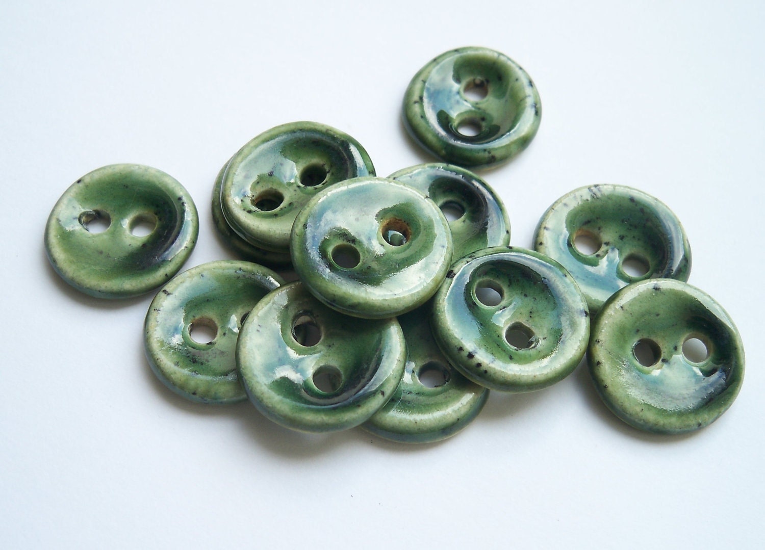 Green Gems Ceramic Buttons