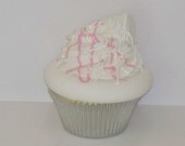 White Chocolate and Pineapple Summer Fake Cupcake Photo Props, Strawberry and White Chocolate Drizzle, Home Decor, Fake Food Display, Unique