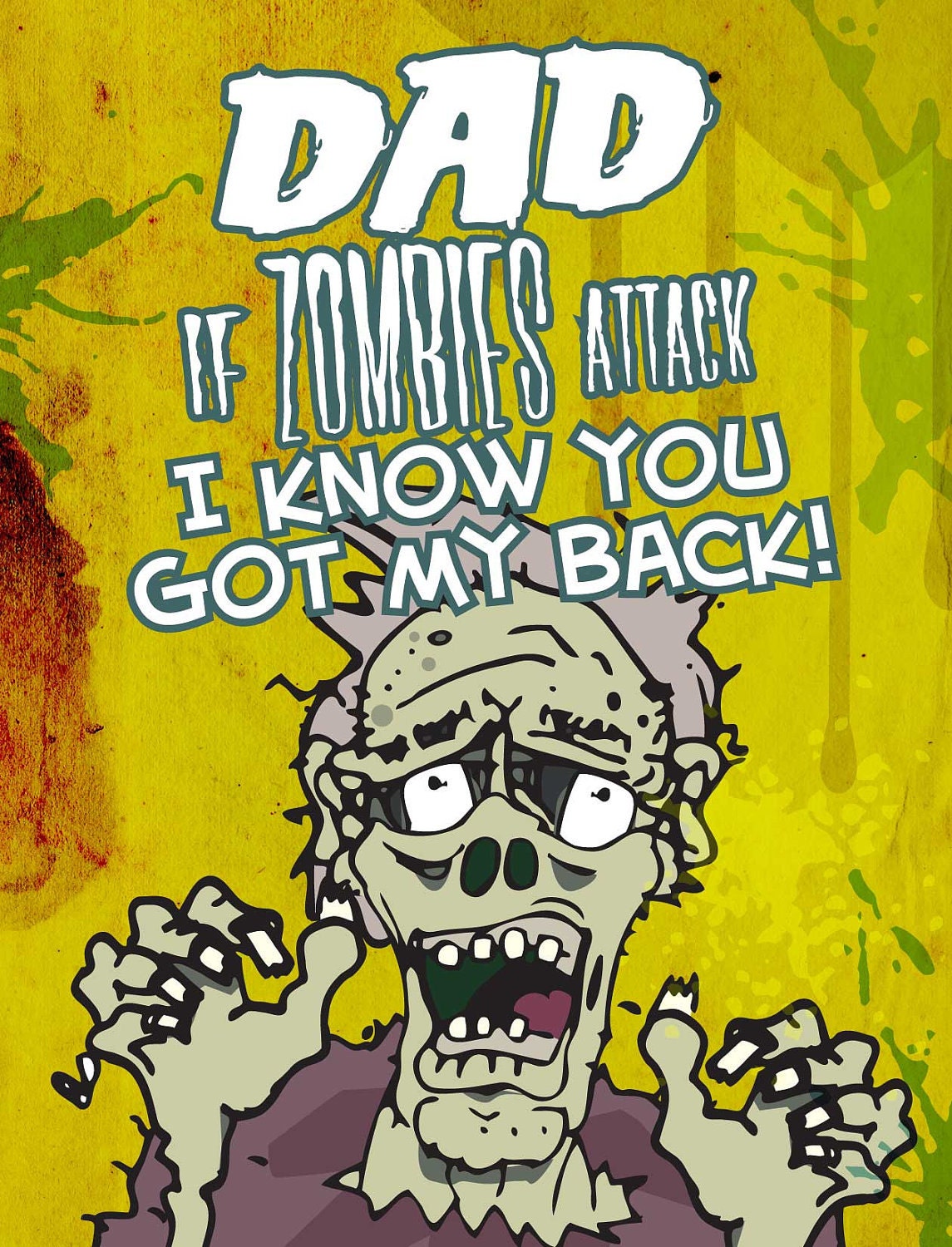 Zombie Father's Day  Blank Card with Envelope SHIPS May 22