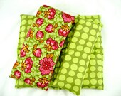 3PC Set Neck Wrap Back Relief Heat Pack Eye Pillow Hot Cold Therapy Floral Pink Green Polka Dots Gift Idea