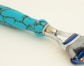 Turquoise Web Tru-Stone Fusion Razor Shaving Handle (Handmade in USA)