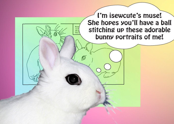 Bunny Rabbit Hand Embroidery Patterns Two Adorable Bunnies for the Price of One