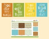 You Are My Sunshine 4 pc Art Print Set For Boy's Bedroom or shared space 8x10 in for Beach Mod Birch Fabrics by YassisPlace