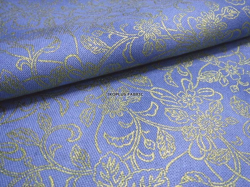 Gorgeous Oriental Fabric - Daisy Scroll Gold/Purple -- EK-QS38270B