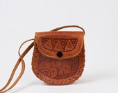 Vintage Tiny Satchel Hand-Tooled Leather
