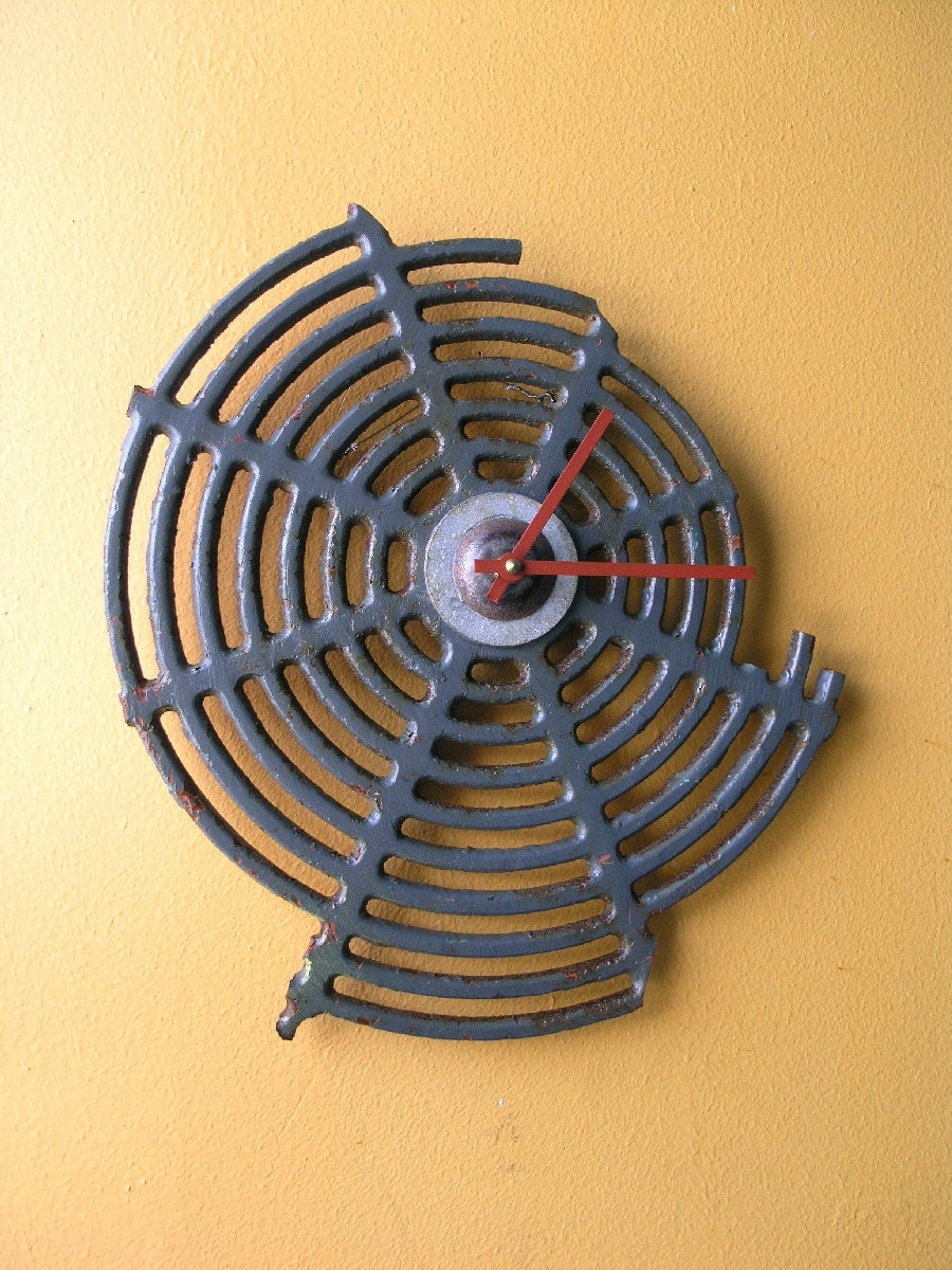 Quartz Clock and Found Metal Object - Unique Metal Wall Clock