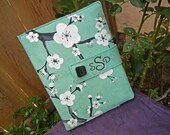 Personalized Padded Book Style Cover for Ipad 3, Xoom or other Tablet Computer with Hand Painted Cherry Blossoms