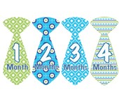 Baby Month Stickers Baby Boy Monthly Onesie Stickers Blue Green Plaid Preppy Boy Tie Month Stickers Baby Shower Gift Photo Prop Emmett2
