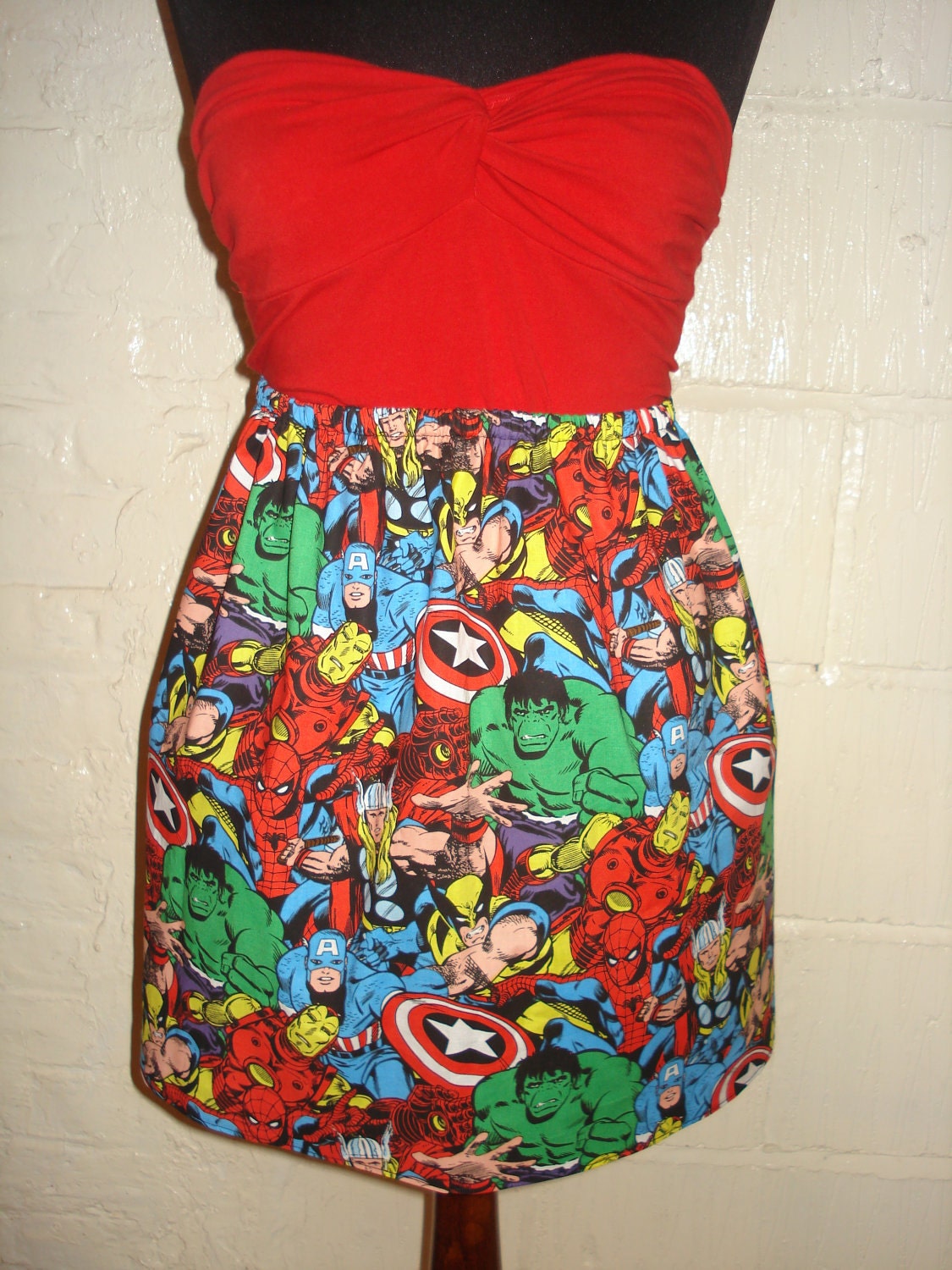 Avengers Mini Skirt with Hulk, Captain America, Thor, Spiderman, Iron Man, Wolverine-  High Waisted Ladies - Handmade - sweetcheeksstitches